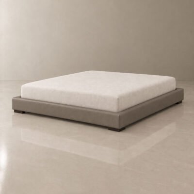 Nero leather bed base (Grey)